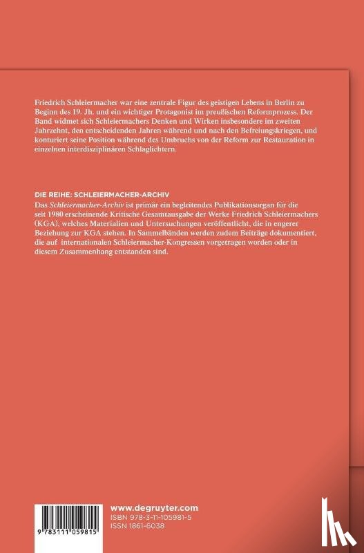  - Friedrich Schleiermacher zwischen Reform und Restauration