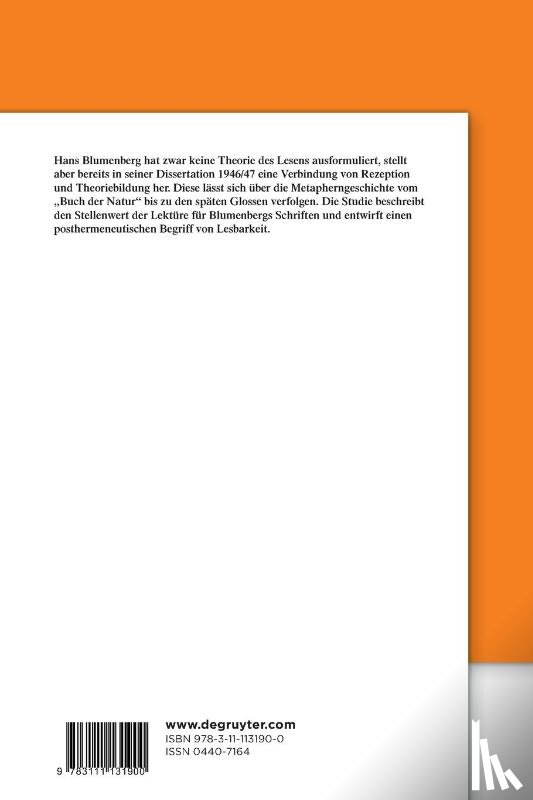 Waszynski, Alexander - Lesbarkeit nach Hans Blumenberg