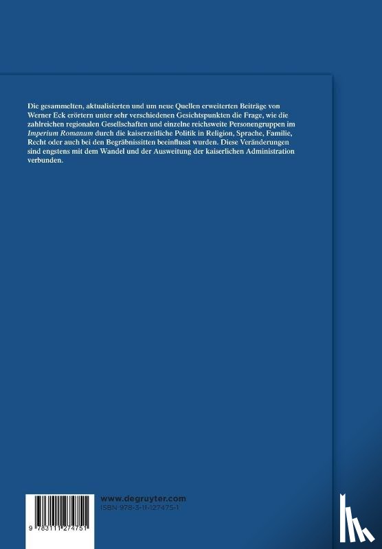 Eck, Werner - Gesellschaft und Administration im Romischen Reich