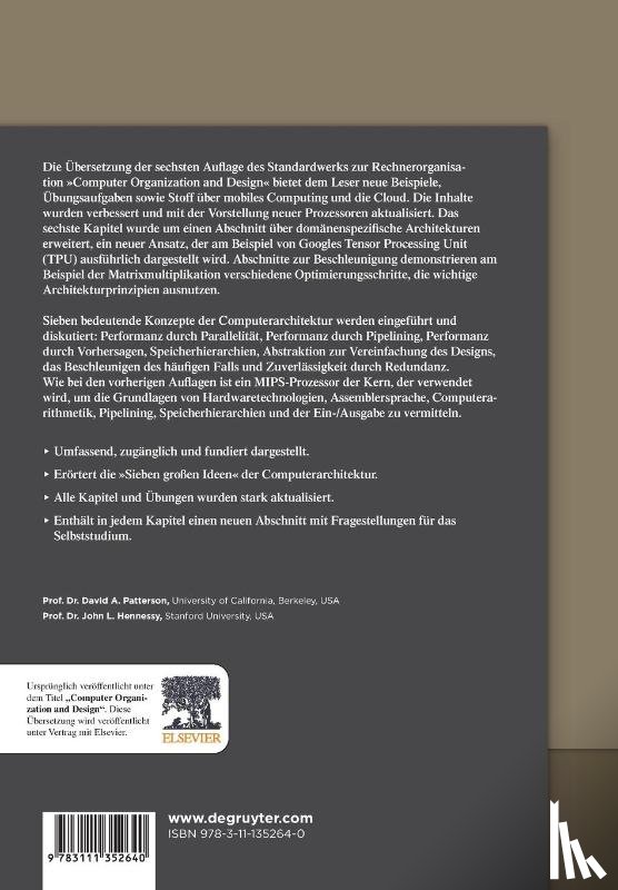 Patterson, David, Hennessy, John Leroy - Rechnerorganisation und Rechnerentwurf