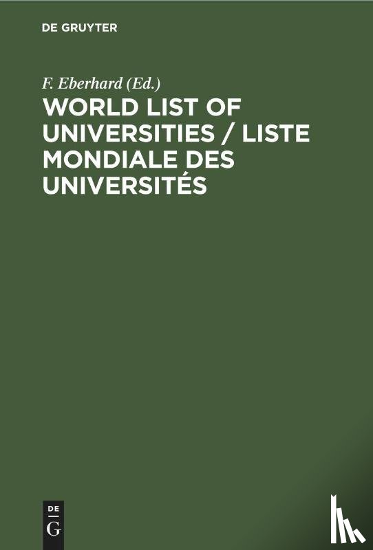 - World List of Universities / Liste Mondiale des Universites