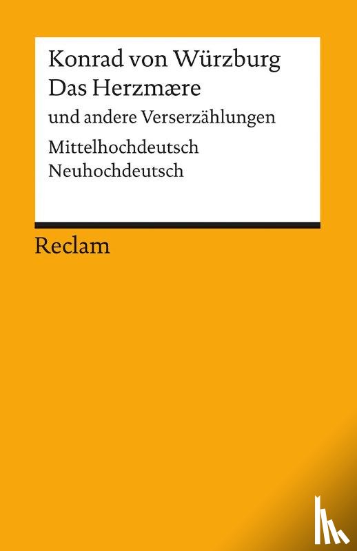 Konrad von Würzburg - Das Herzmaere und andere Verserzählungen