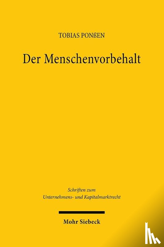 Ponßen, Tobias - Der Menschenvorbehalt