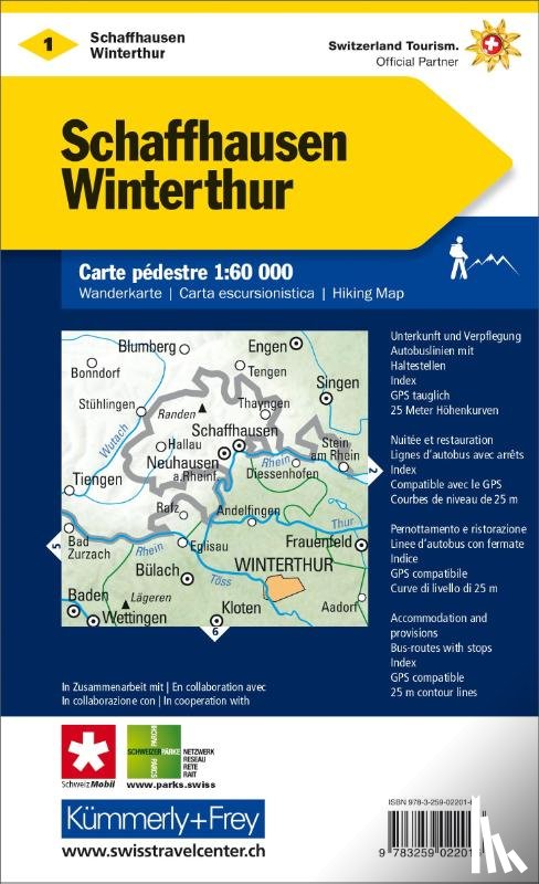  - KuF Schweiz Wanderkarte 01 Schaffhausen - Winterthur 1 : 60 000