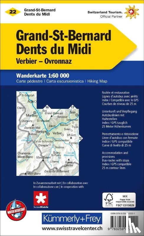  - Grand-St-Bernard - Dents du Midi, Verbiez, Ovronnaz Wanderkarte