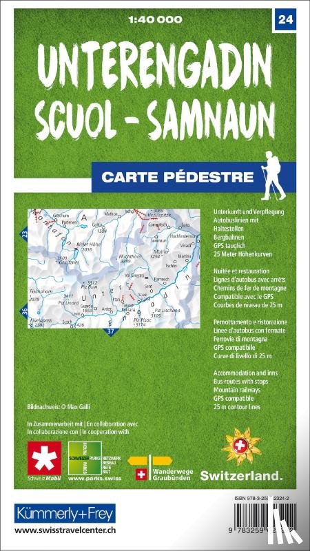  - Unterengadin / Scuol - Samnaun 24 Wanderkarte 1:40 000 matt laminiert