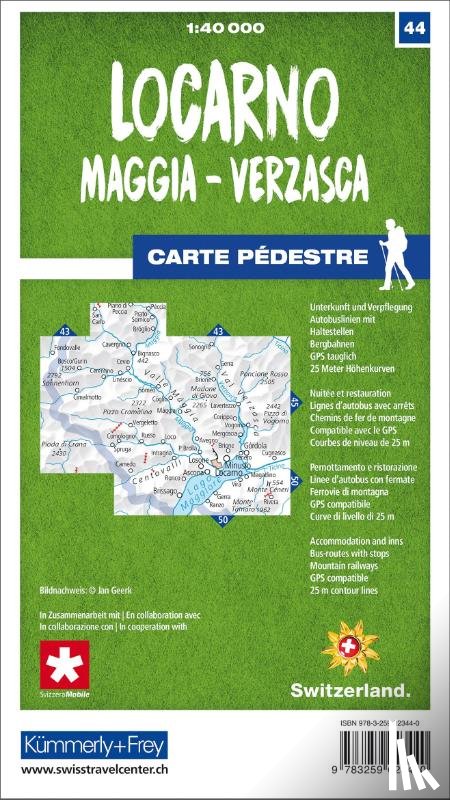  - Locarno / Maggia - Verzasca 44 Wanderkarte 1:40 000 matt laminiert