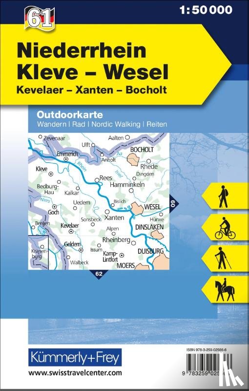  - KuF Deutschland Outdoorkarte 61 Niederrhein, Kleve-Wesel, Kevelaer, Xanten - Bocholt 1 : 50 000 LZ bis 2025