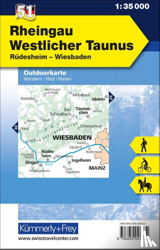  - Rheingau Westlicher Taunus Rüdesheim, Wiesbaden, Nr. 51 Outdoor Deutschland 1:35 000
