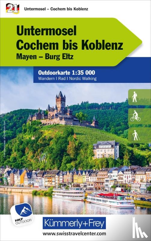  - Kümmerly+Frey Outdoorkarte Deutschland 21 Untermosel, Cochem bis Koblenz 1:35.000