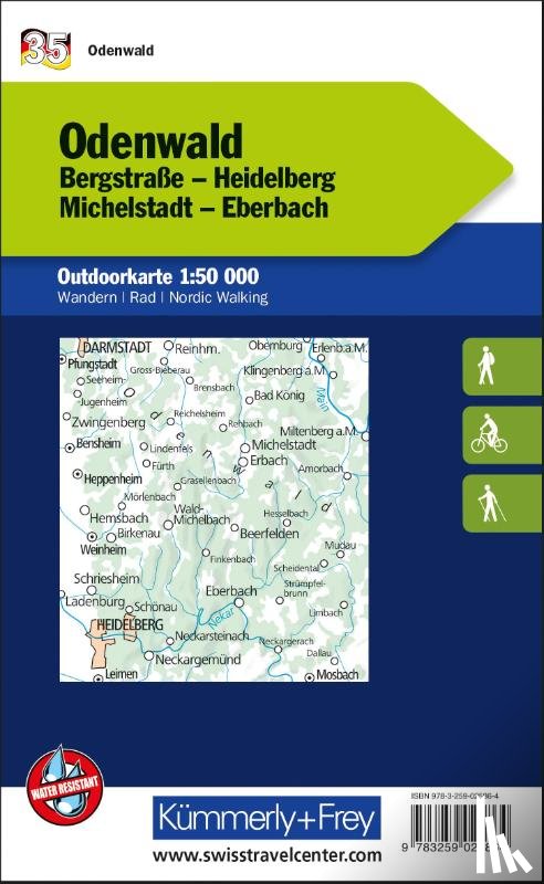  - Odenwald Bergstrasse, Heidelberg, Michelstadt, Eberbach Nr. 35 Outdoorkarte Deutschland 1:50 000