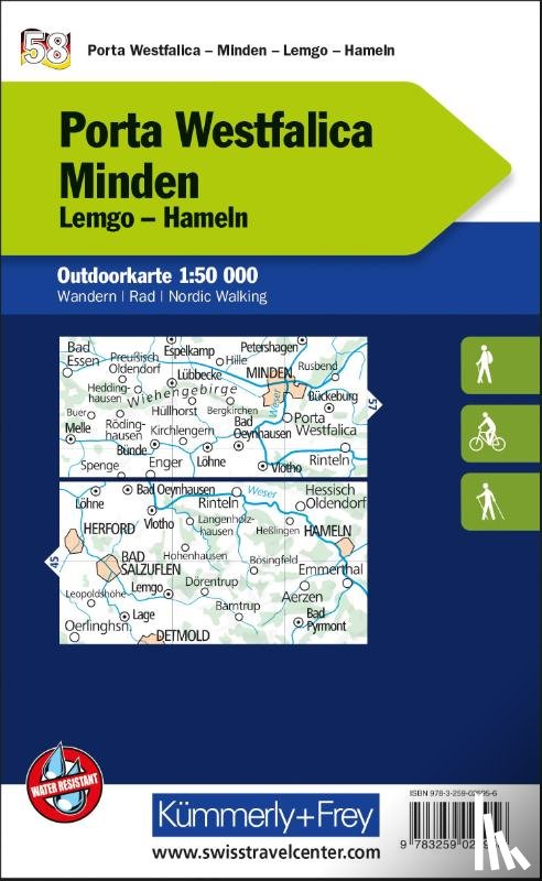  - Porta Westfalica - Minden Lemgo, Hameln Nr. 58 Outdoorkarte Deutschland 1:50 000