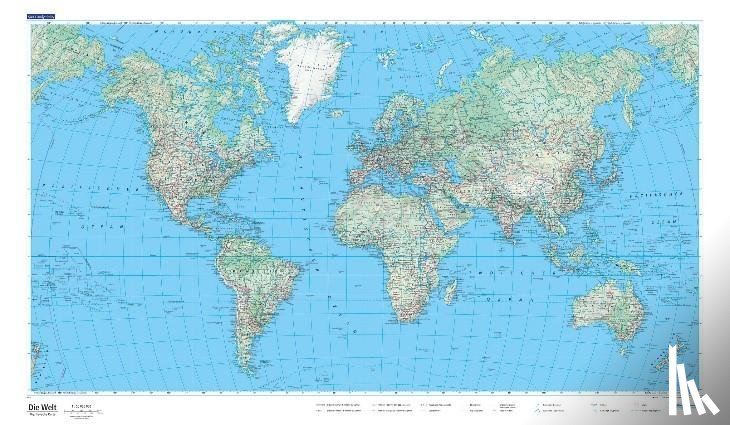  - Weltkarte physikalisch 1:50 Mio. Poster Plano gerollt in Röhre 87,5 x 51 cm