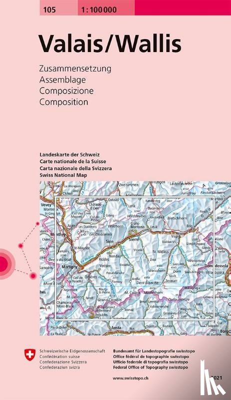  - Swisstopo 1 : 100 000 Valais / Wallis