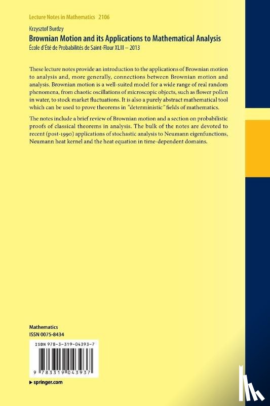 Burdzy, Krzysztof - Brownian Motion and its Applications to Mathematical Analysis
