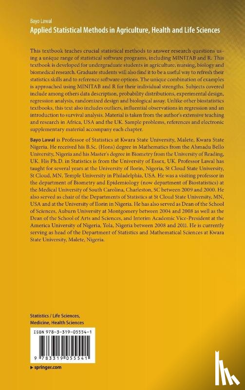 Lawal, Bayo - Applied Statistical Methods in Agriculture, Health and Life Sciences