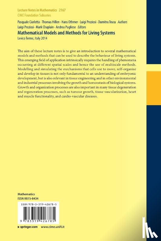 Ciarletta, Pasquale, Hillen, Thomas, Othmer, Hans, Preziosi, Luigi - Mathematical Models and Methods for Living Systems