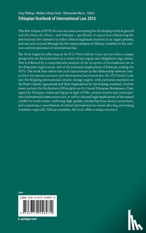 Zeray Yihdego, Melaku Geboye Desta, Fikremarkos Merso - Ethiopian Yearbook of International Law 2016
