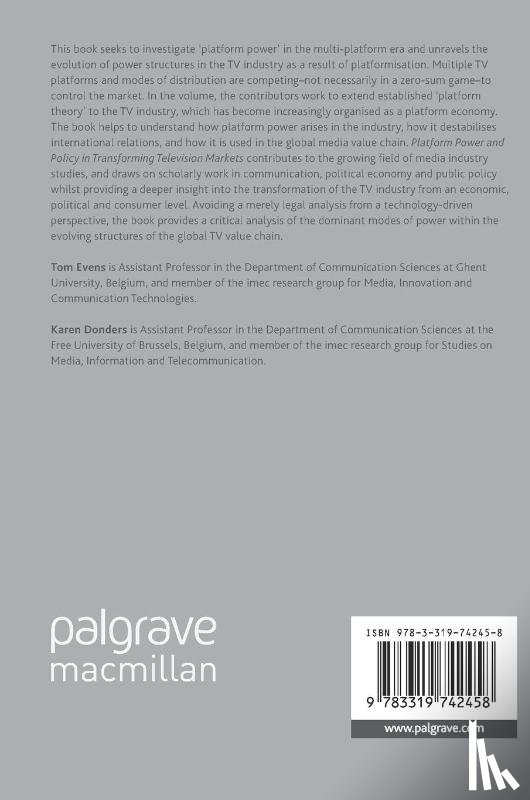 Evens, Tom, Donders, Karen - Platform Power and Policy in Transforming Television Markets