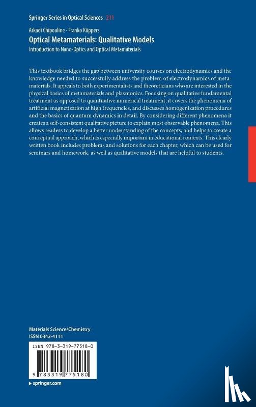 Chipouline, Arkadi, Kuppers, Franko - Optical Metamaterials: Qualitative Models
