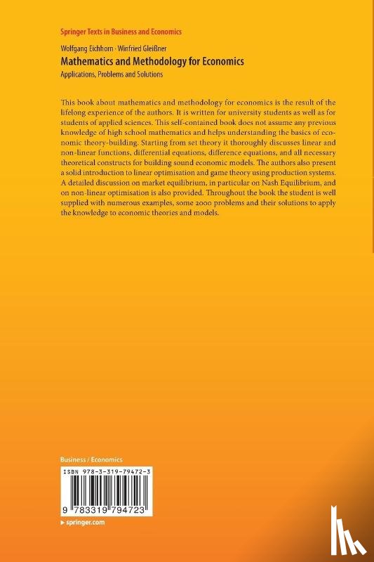 Eichhorn, Wolfgang, Gleißner, Winfried - Mathematics and Methodology for Economics