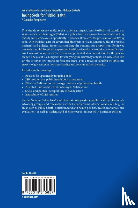 Le Bodo, Yann, Paquette, Marie-Claude, De Wals, Philippe - Taxing Soda for Public Health