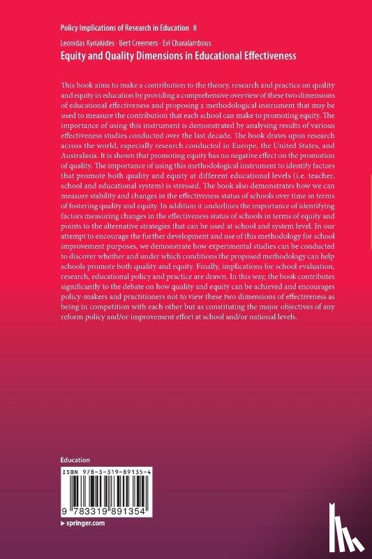 Kyriakides, Leonidas, Creemers, Bert, Charalambous, Evi - Equity and Quality Dimensions in Educational Effectiveness