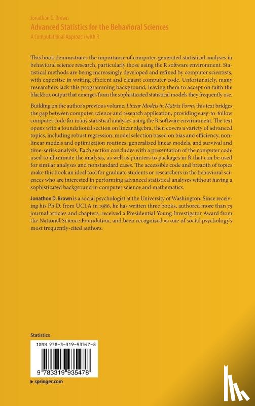 Brown, Jonathon D. - Advanced Statistics for the Behavioral Sciences
