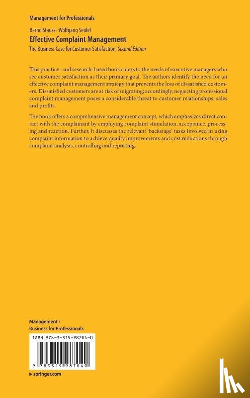 Stauss, Bernd, Seidel, Wolfgang - Effective Complaint Management