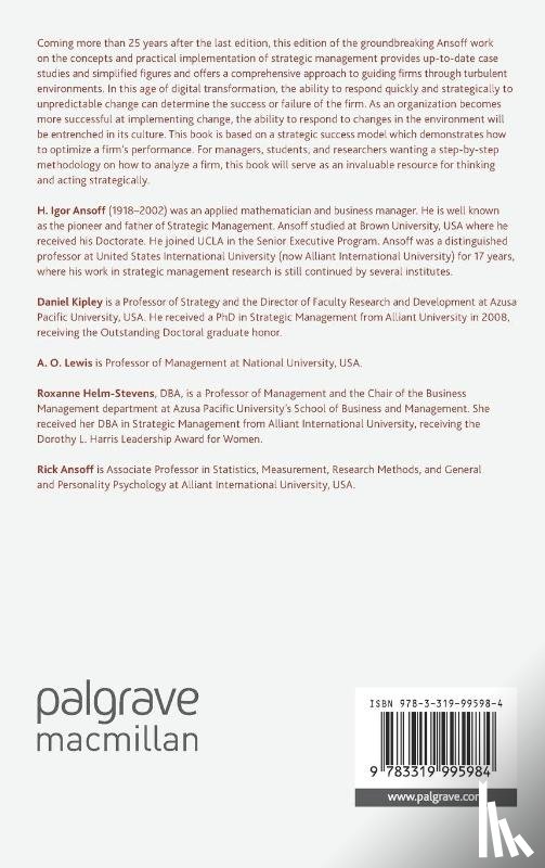 Ansoff, H. Igor, Kipley, Daniel, Lewis, A.O., Helm-Stevens, Roxanne - Implanting Strategic Management