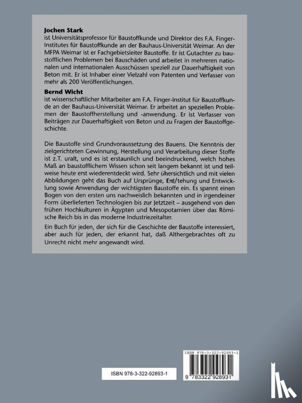 Jochen Stark, Bernd Wicht - Geschichte Der Baustoffe