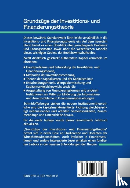 Reinhard Schmidt, Eva Terberger-Stoy - Grundzuge Der Investitions- Und Finanzierungstheorie