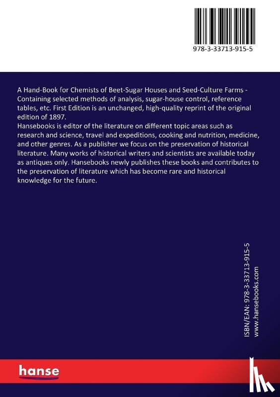 Spencer, Guilford L - A Hand-Book for Chemists of Beet-Sugar Houses and Seed-Culture Farms