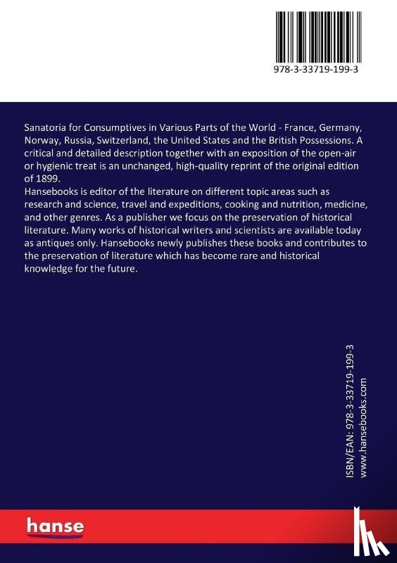 Walters, F Rufenacht - Sanatoria for Consumptives in Various Parts of the World