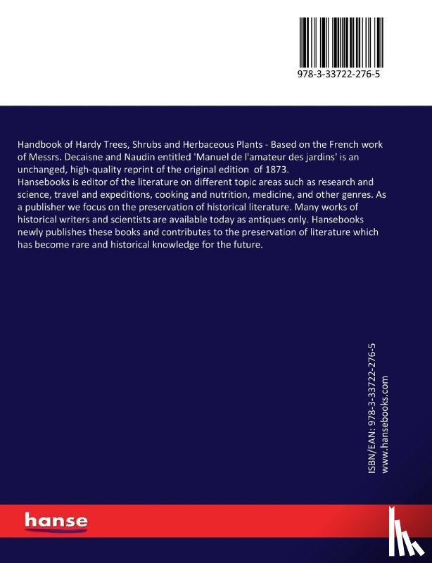 Hemsley, William B, Decaisne, Joseph - Handbook of Hardy Trees, Shrubs and Herbaceous Plants