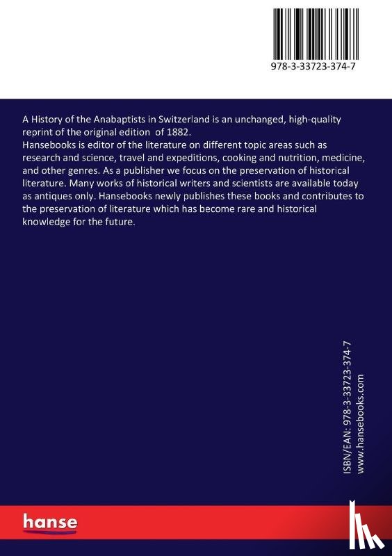 Burrage, Henry S - A History of the Anabaptists in Switzerland