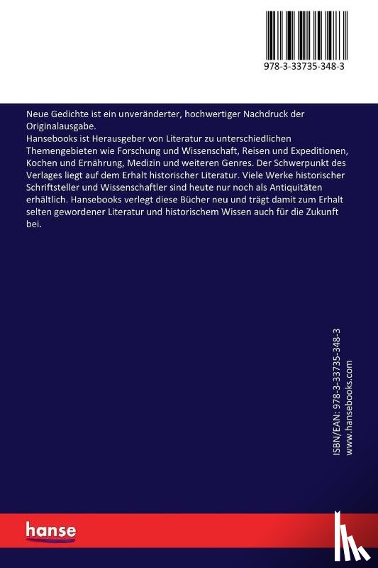 Rilke, Rainer Maria - Neue Gedichte