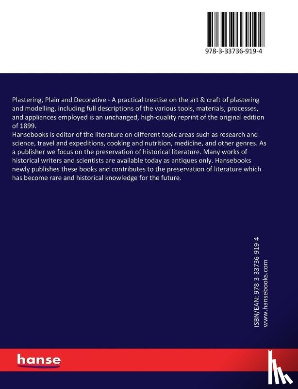 Millar, William, Robinson, G T - Plastering, Plain and Decorative