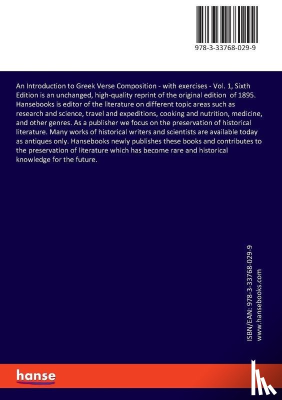 Morice, Francis David, Sidgwick, Arthur - An Introduction to Greek Verse Composition