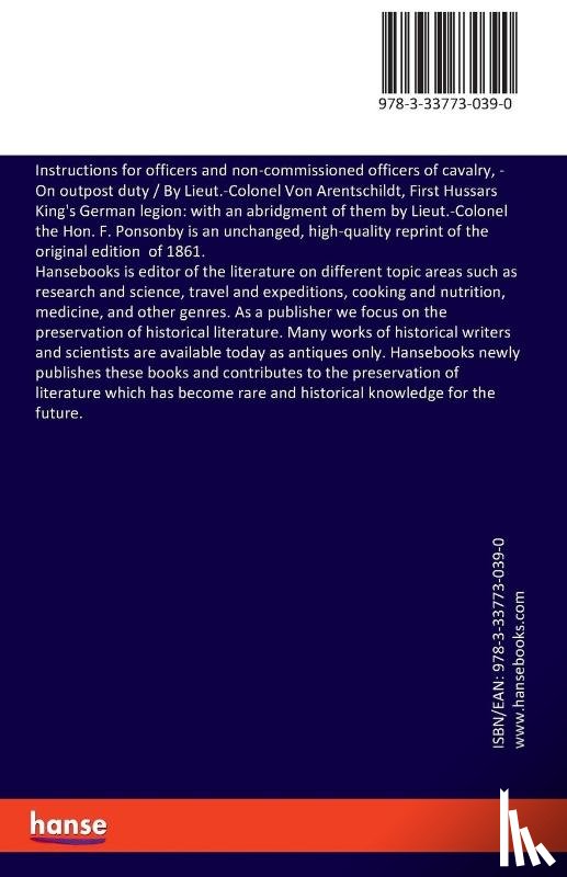 Arentschildt, Friedrich Von, Ponsonby, Frederick Cavendish - Instructions for officers and non-commissioned officers of cavalry,