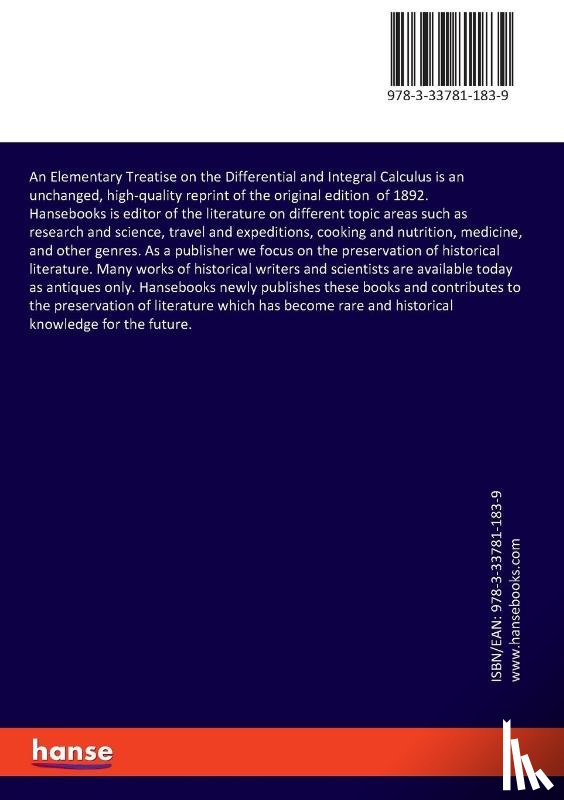 Bowser, Edward Albert - An Elementary Treatise on the Differential and Integral Calculus