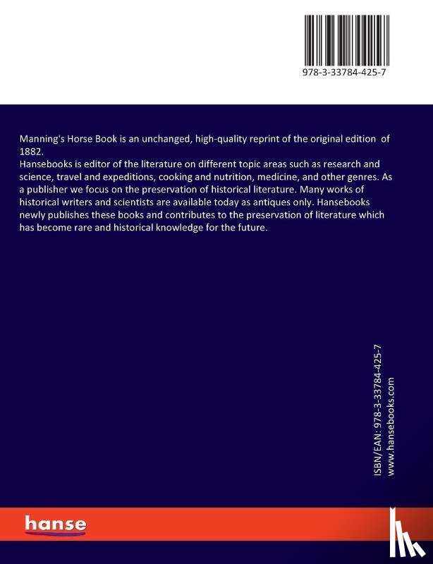 Manning, J R - Manning's Horse Book