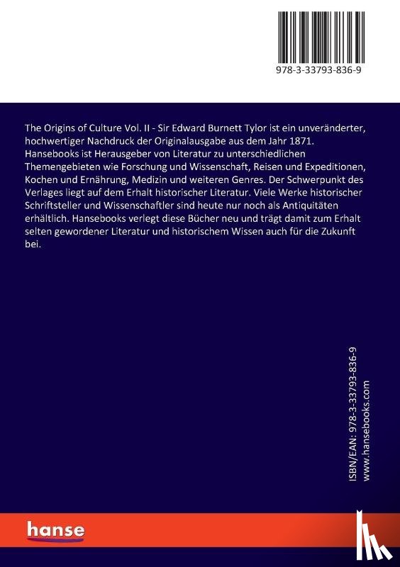 Tylor, Edward B - The Origins of Culture Vol. II - Sir Edward Burnett Tylor
