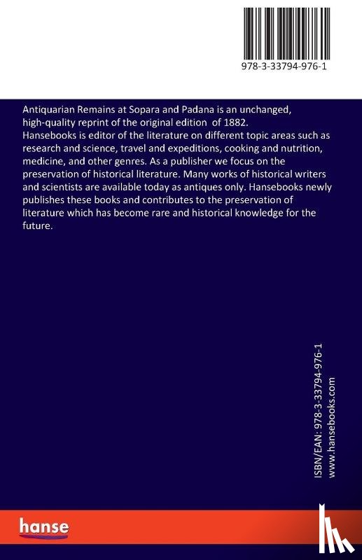 Indrajit, Pandit B - Antiquarian Remains at Sopara and Padana