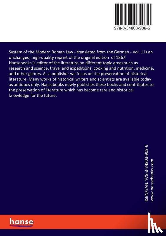 Von Savigny, Friedrich C - System of the Modern Roman Law