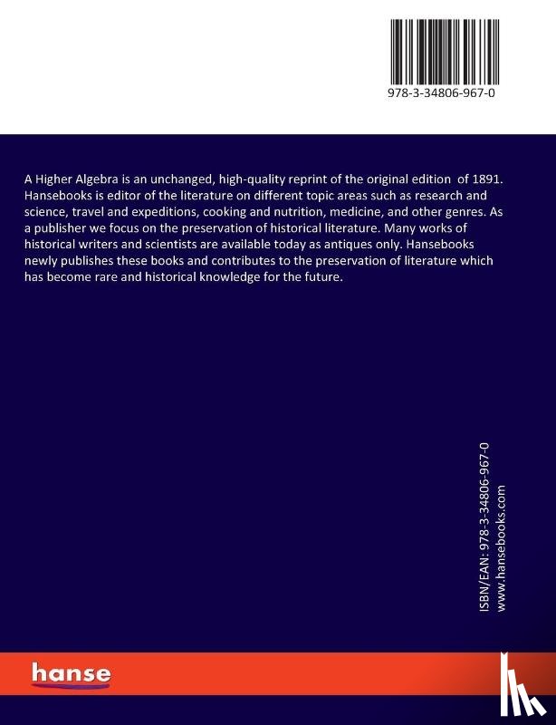 Wentworth, George Albert - A Higher Algebra