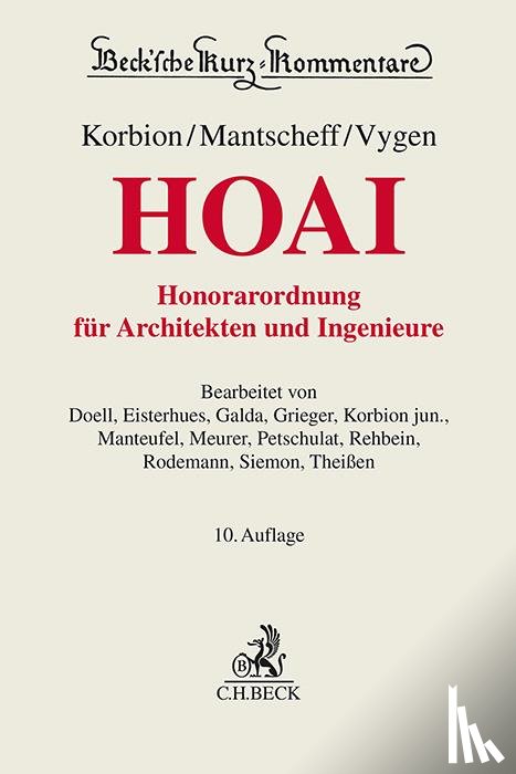 Korbion, Hermann, Mantscheff, Jack, Vygen, Klaus - Honorarordnung für Architekten und Ingenieure (HOAI)