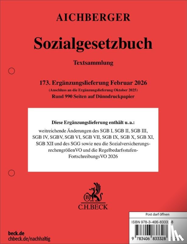  - Sozialgesetzbuch 173. Ergänzungslieferung