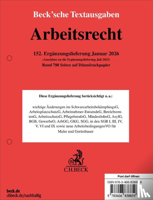  - Arbeitsrecht 152. Ergänzungslieferung