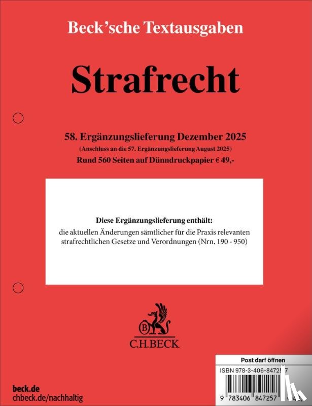  - Strafrecht 58. Ergänzungslieferung